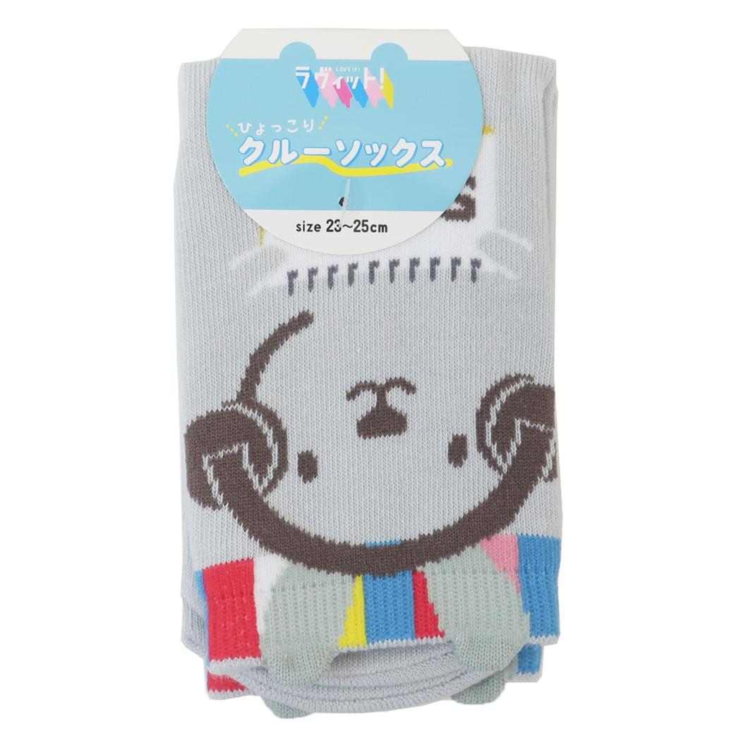 ひょっこりクルーソックス レディース 女性用靴下 LAPPY カンペ カミオジャパン かわいい メール便可