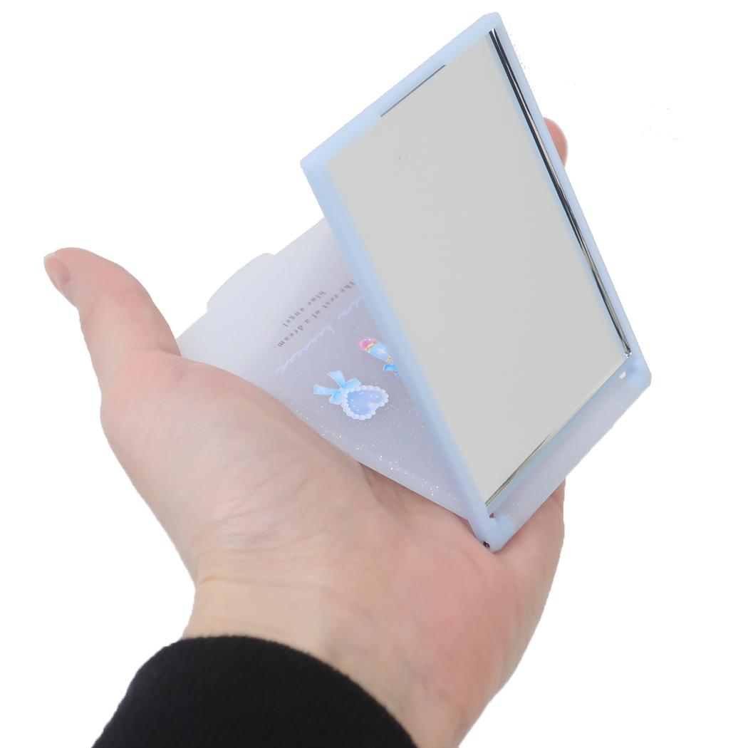 ストーン付きカードミラーS 手鏡 エクランウルー BLUE ANGEL カミオジャパン コンパクトミラー かわいい メール便可