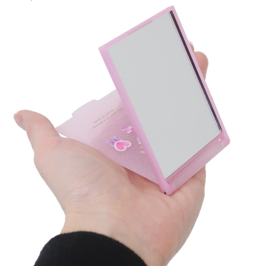 ストーン付きカードミラーS 手鏡 エクランウルー MAGICAL PINK カミオジャパン コンパクトミラー かわいい メール便可