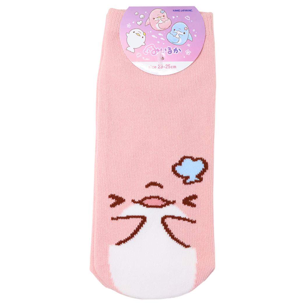 レディースソックス 女性用靴下 ゆるいるか ピンクイルカ カミオジャパン くつ下 かわいい メール便可