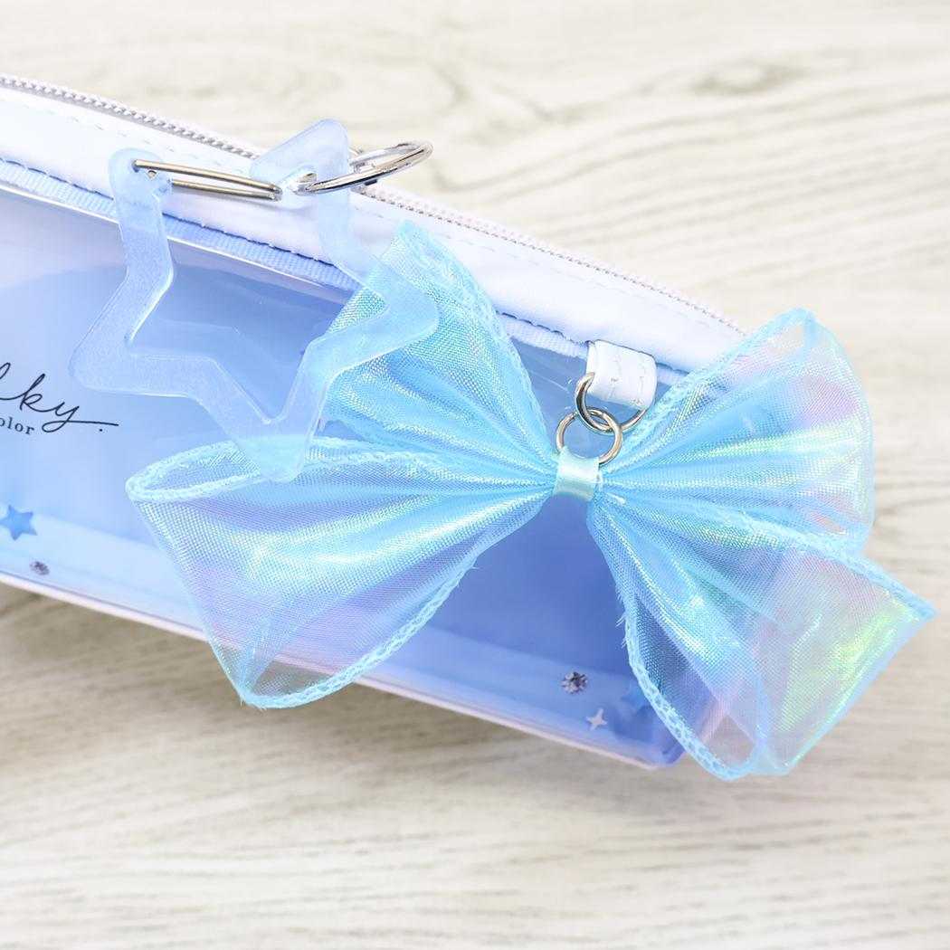 milky blue ペンポーチ ツインファスナーペンケース リボン カミオジャパン 筆箱 新学期準備文具 大容量 かわいい グッズ シネマコレクション