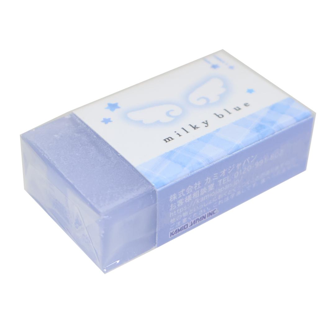 milky blue けしごむ クリアカラー消しゴム チェック カミオジャパン 新学期準備文具 かわいい グッズ メール便可 シネマコレクション