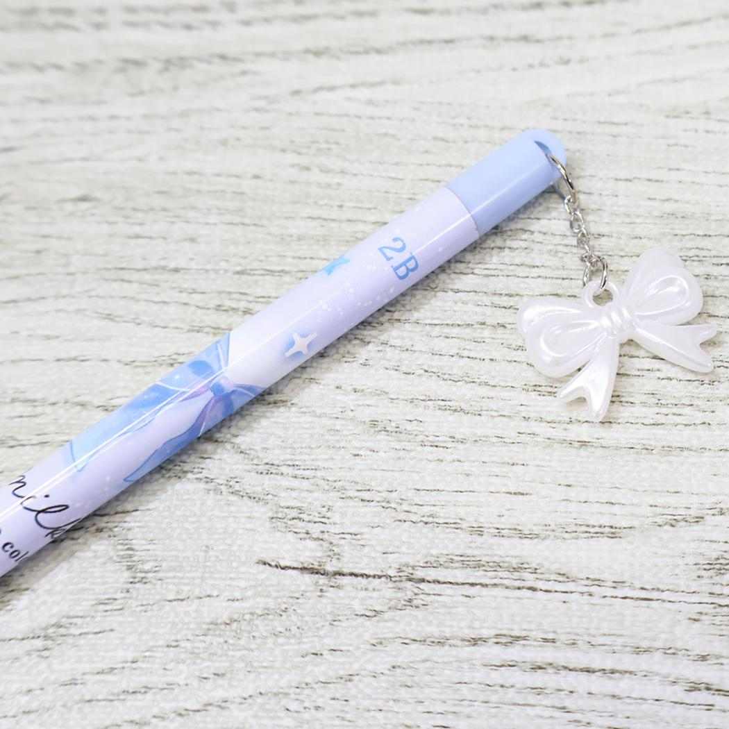 milky blue えんぴつ チャーム付き鉛筆 2B リボン タテ カミオジャパン 新学期準備文具 筆記用具 小学生 かわいい グッズ メール便可 シネマコレクション