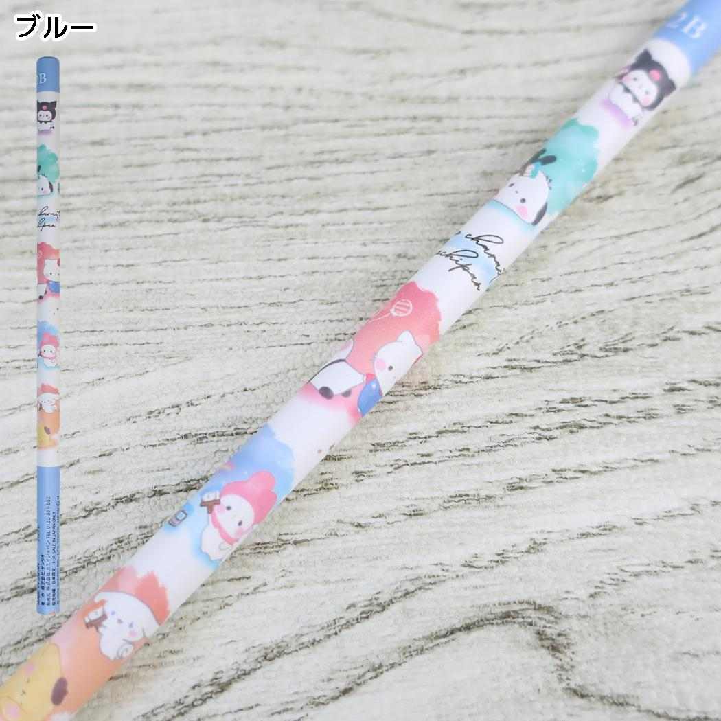 サンリオキャラクターズxもちもちぱんだ 鉛筆 2B 丸軸 SORAIRO OEKAKI ブルー Sanrio カミオジャパン