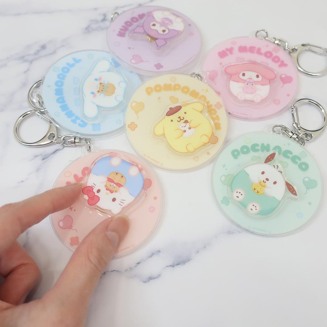 ボンボンドロップシール もじ ポムポムプリン1シートつき キーリング、サコッシュセット