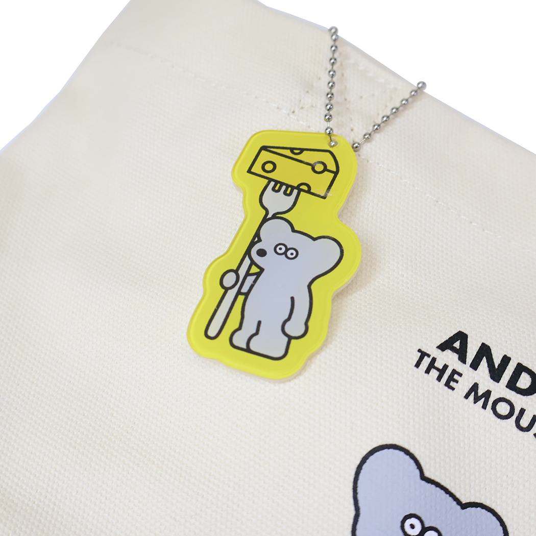 ねずみのANDY ランチバッグ チャーム付きミニランチバッグ アイボリー IV アンディ ロータスウイング お弁当かばん キャラクター グッズ メール便可 シネマコレクション