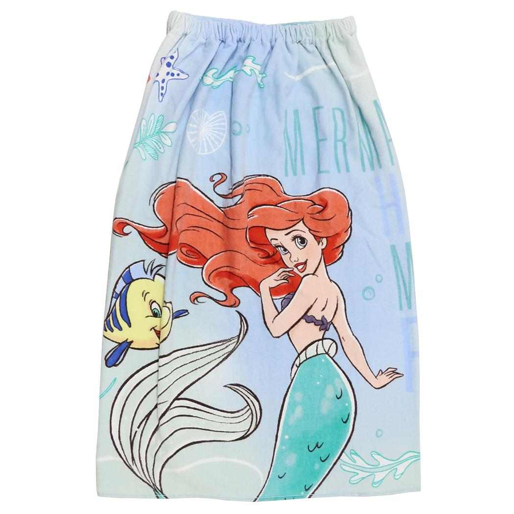 リトルマーメイド ラップタオル 80丈マキタオル 80cm丈巻き巻きタオル ロマンティックマリン ディズニープリンセス 丸眞 サマーレジャー用品 海プール着替えタオル キャラクター グッズ シネマコレクション