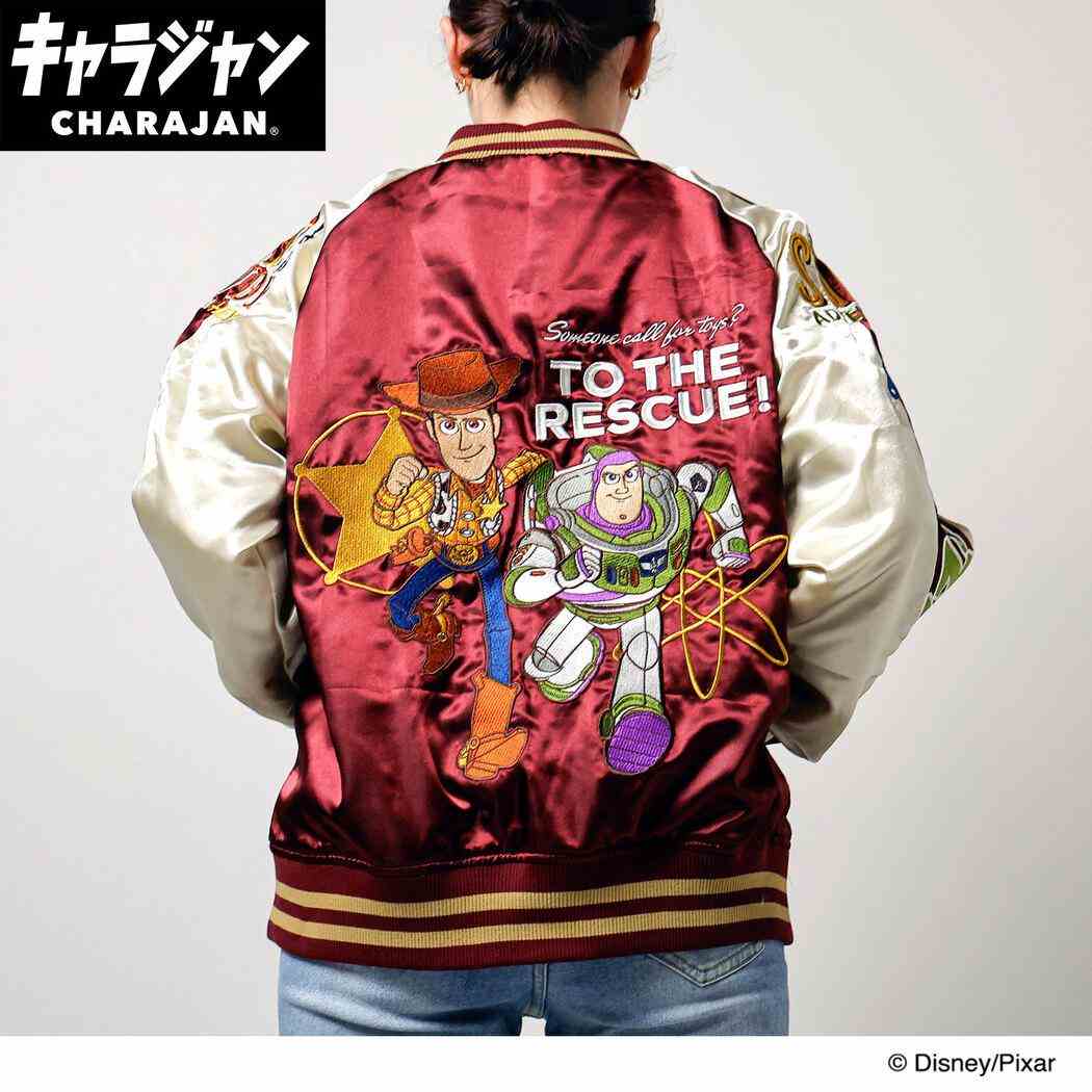 トイストーリー アウター スカジャン バズアンドウッディ ディズニー 丸眞 メンズ レディース ユニセックス オーバーサイズ キャラジャン キャラクター グッズ シネマコレクション