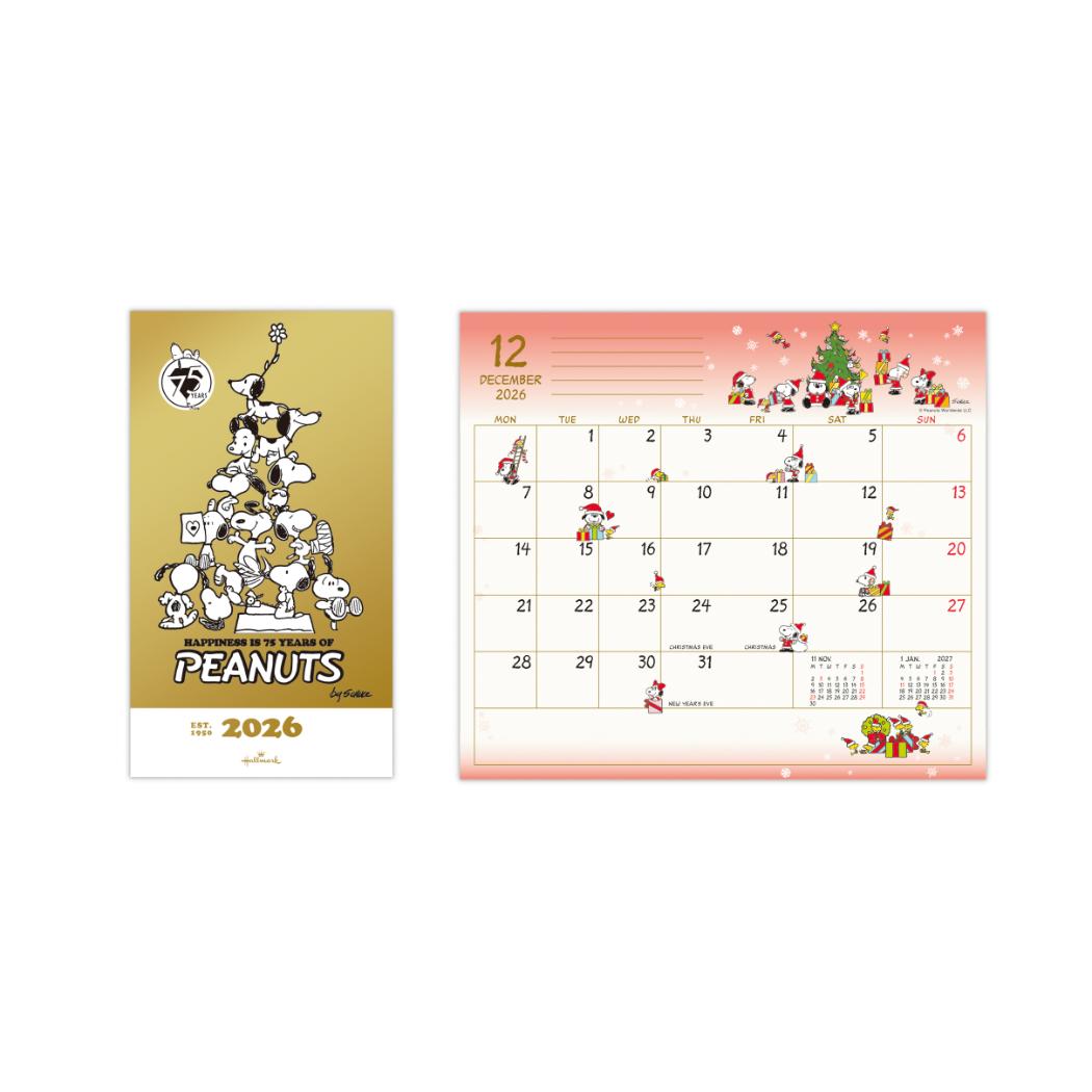 スヌーピー 2026 diary スリムマンスリーダイアリー SNスリム箔AG 75thピラミッド ピーナッツ 日本ホールマーク 10月始まり キャラクタースケジュール帳 キャラクター 令和8年手帖 メール便可 シネマコレクション