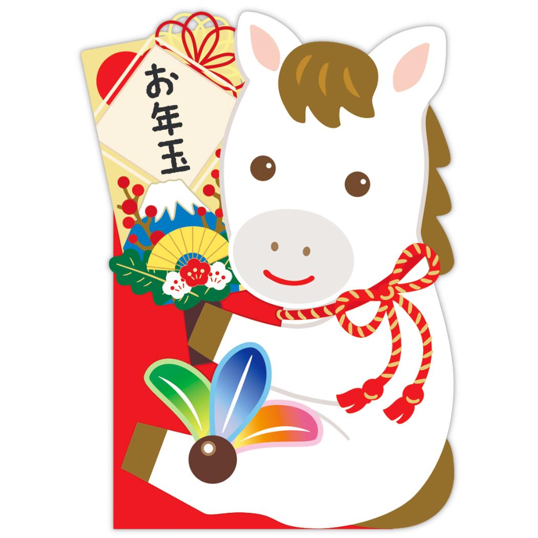 ぽち袋 年賀ポチ袋 ダイカット 3枚入り カット羽子板うま 日本ホールマーク 年賀状 お正月 午年 うま年 馬年 グッズ メール便可 シネマコレクション
