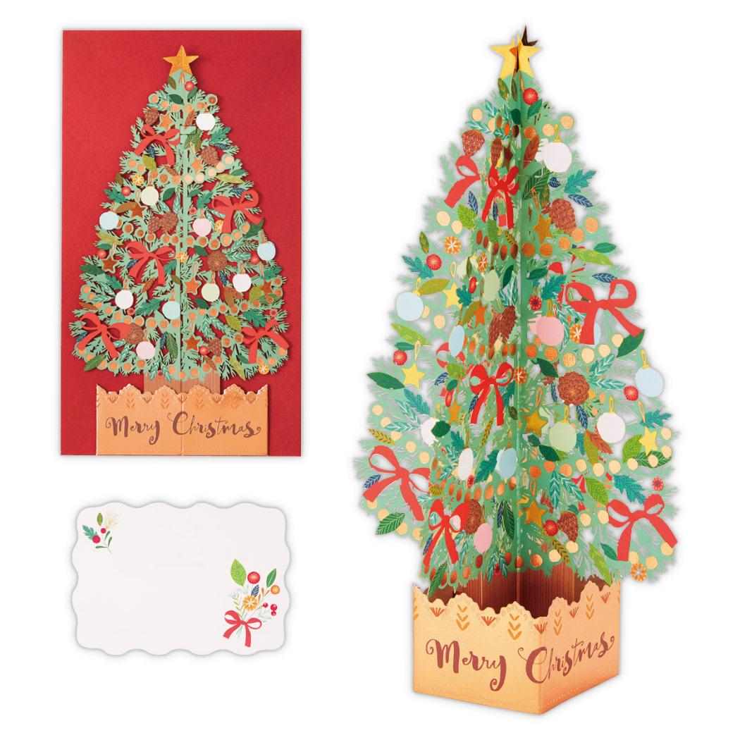 クリスマスカード レーザーカットカード 立体カード レーザーリボンツリー2 日本ホールマーク Xmas メッセージカード グッズ メール便可 シネマコレクション