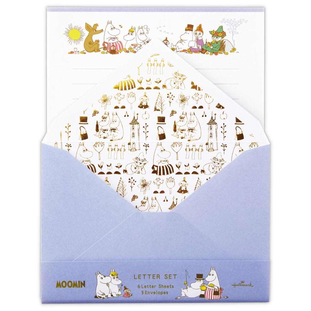 ムーミン 手紙セット レターセット MOHNブルー Happy in Nature 北欧 日本ホールマーク 便箋&封筒 キャラクター かわいい グッズ メール便可 シネマコレクション