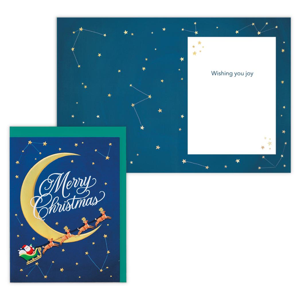 クリスマスカード 海外デザインカード 夜空を飛ぶサンタ 日本ホールマーク Xmas メッセージカード グッズ メール便可 シネマコレクション