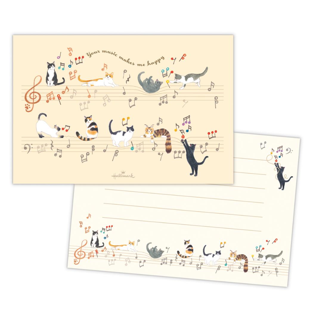 ポストカード ハガキ箋 音符で遊ぶ猫 日本ホールマーク はがき 葉書 メッセージカード グッズ メール便可 シネマコレクション