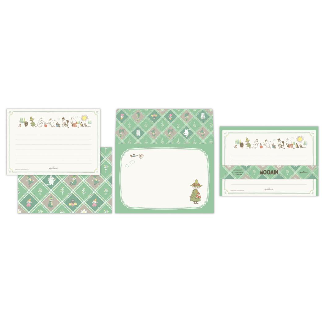 ムーミン レターセット 手紙セット MOMLSグリーン My little something 北欧 日本ホールマーク 封筒 便箋 キャラクター グッズ メール便可 シネマコレクション