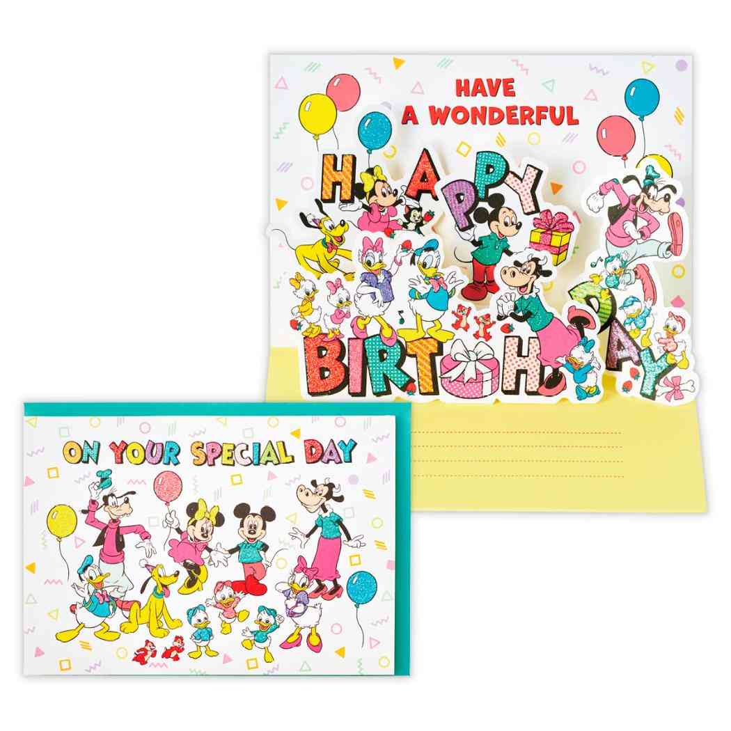 ディズニーキャラクターズ グリーティングカード 誕生お祝い 立体カード DN仲間たち レトロアートバースデー ディズニー 日本ホールマーク バースデーカード キャラクター グッズ メール便可 シネマコレクション