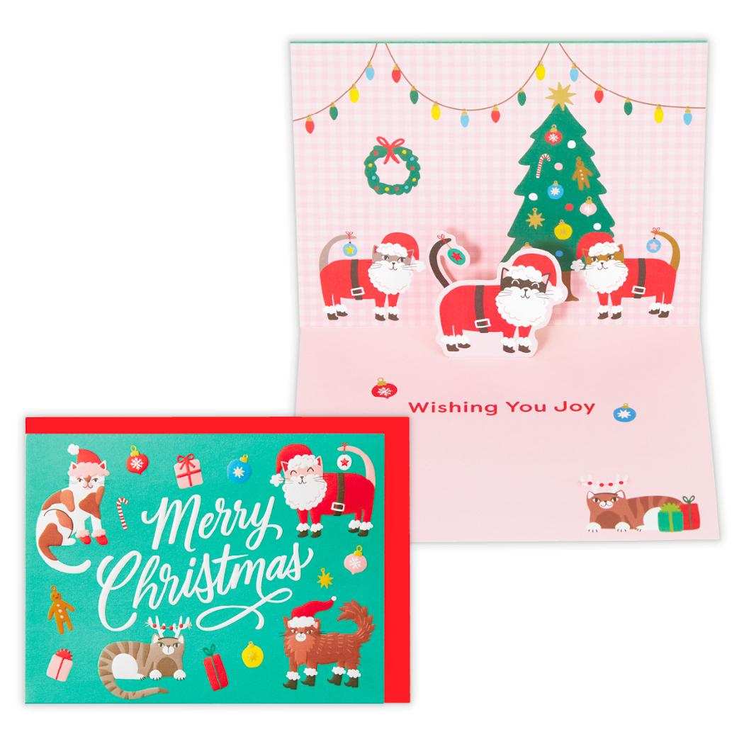 クリスマスカード 海外デザインカード 立体カード ねこサンタ 日本ホールマーク Xmas メッセージカード グッズ メール便可 シネマコレクション