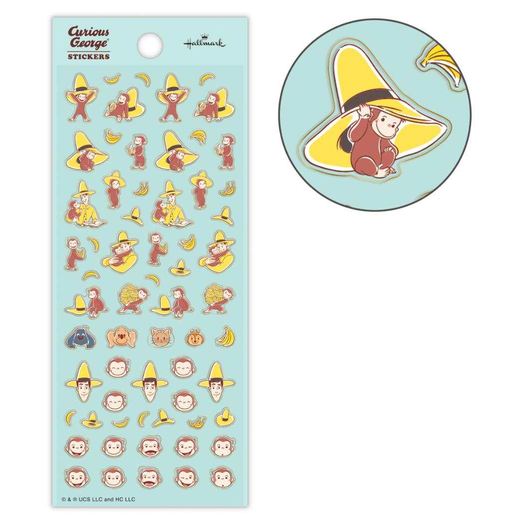 おさるのジョージ シールシート フチドリシール 黄色い帽子 Curious George 日本ホールマーク デコレーション 絵本キャラクター グッズ メール便可 シネマコレクション