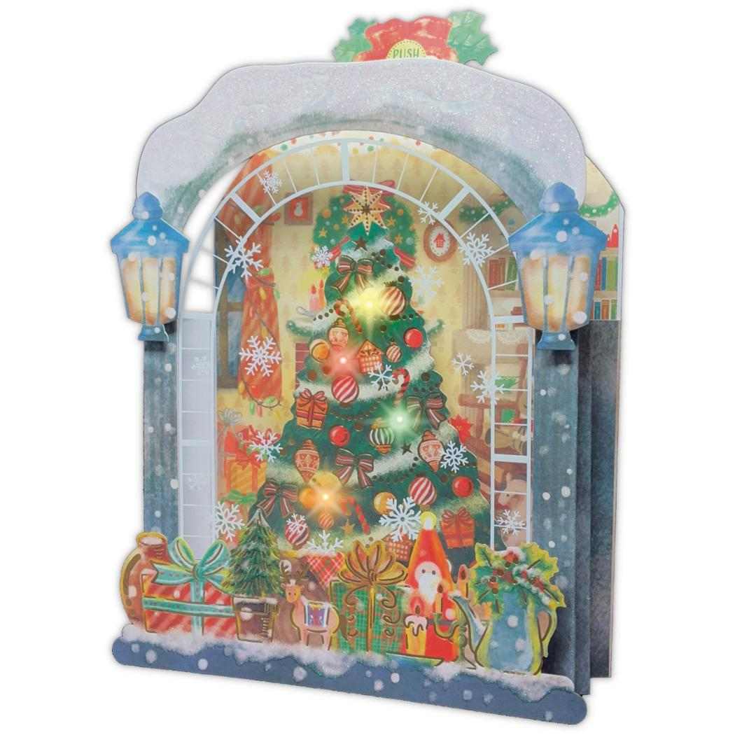 グリーティングカード 立体クリスマスオルゴールカード LED ウィンドウツリー 日本ホールマーク