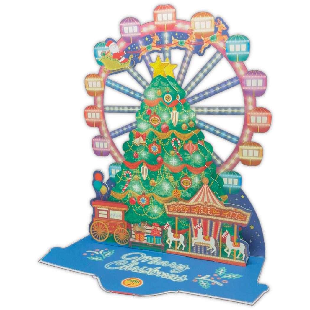 グリーティングカード 立体クリスマスオルゴールカード 観覧車とツリー 日本ホールマーク