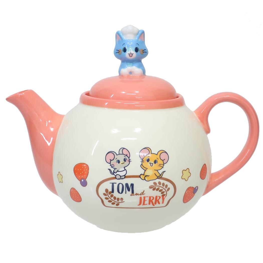 トムとジェリー 陶磁器製急須 フィギュア付きティーポット ベーカリー とむとじぇりーごっこ ワーナーブラザース サンアート プレゼント ギフト かわいい 茶こし付き キャラクター グッズ シネマコレクション