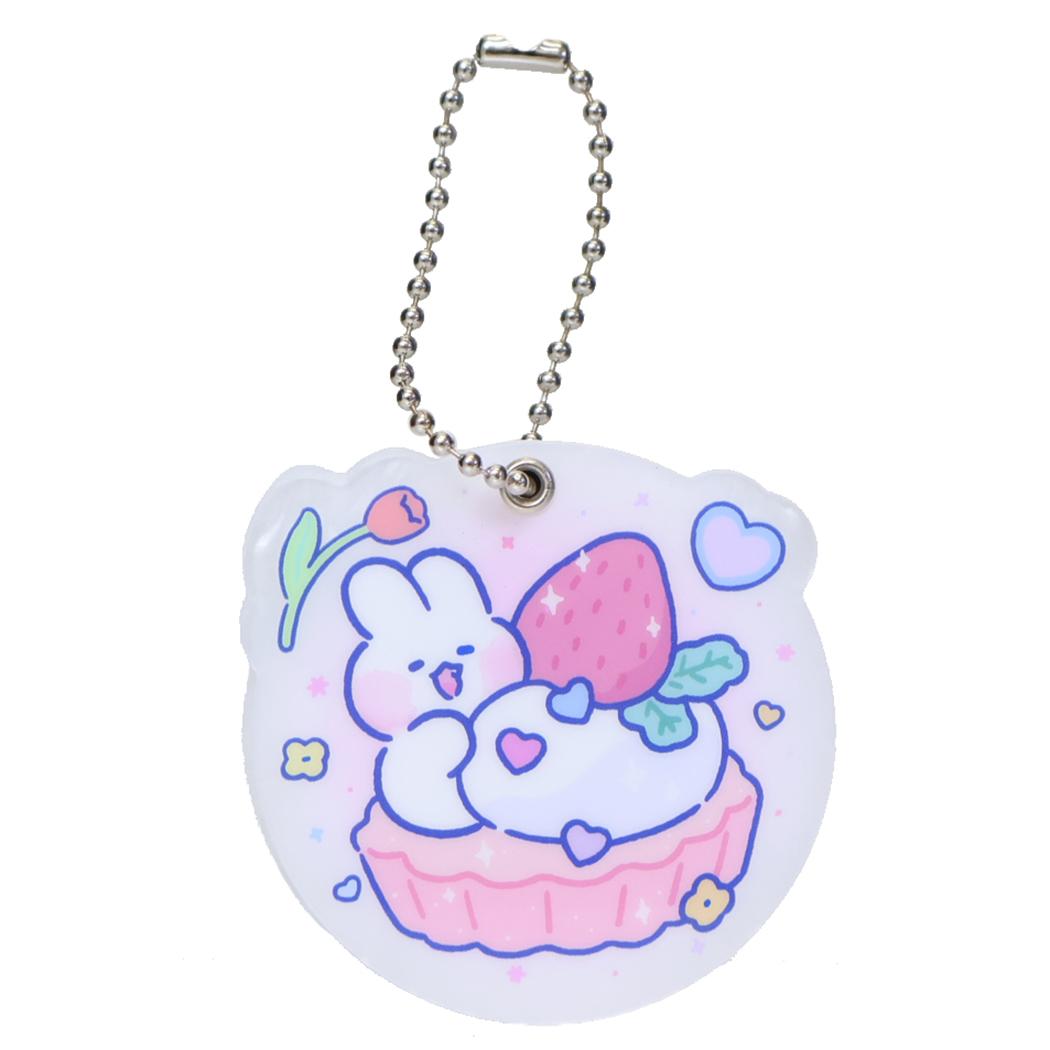 ラブリーモンモン 手鏡 アクリルミラーキーチェーン ケーキ funbox キーホルダー 化粧直し スライド式 キャラクター グッズ メール便可 シネマコレクション