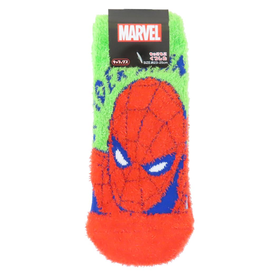 スパイダーマン 女性用防寒靴下 もっこもこ靴下 レディースソックス ロゴ MARVEL スモールプラネット ウォーマー雑貨 キャラクター グッズ メール便可