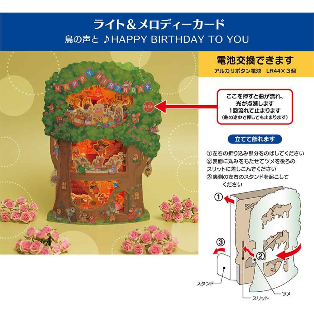 グリーティングカード メロデイJE75-6 エブリデーカード ライト&メロディー リスの家 誕生日祝い サンリオ