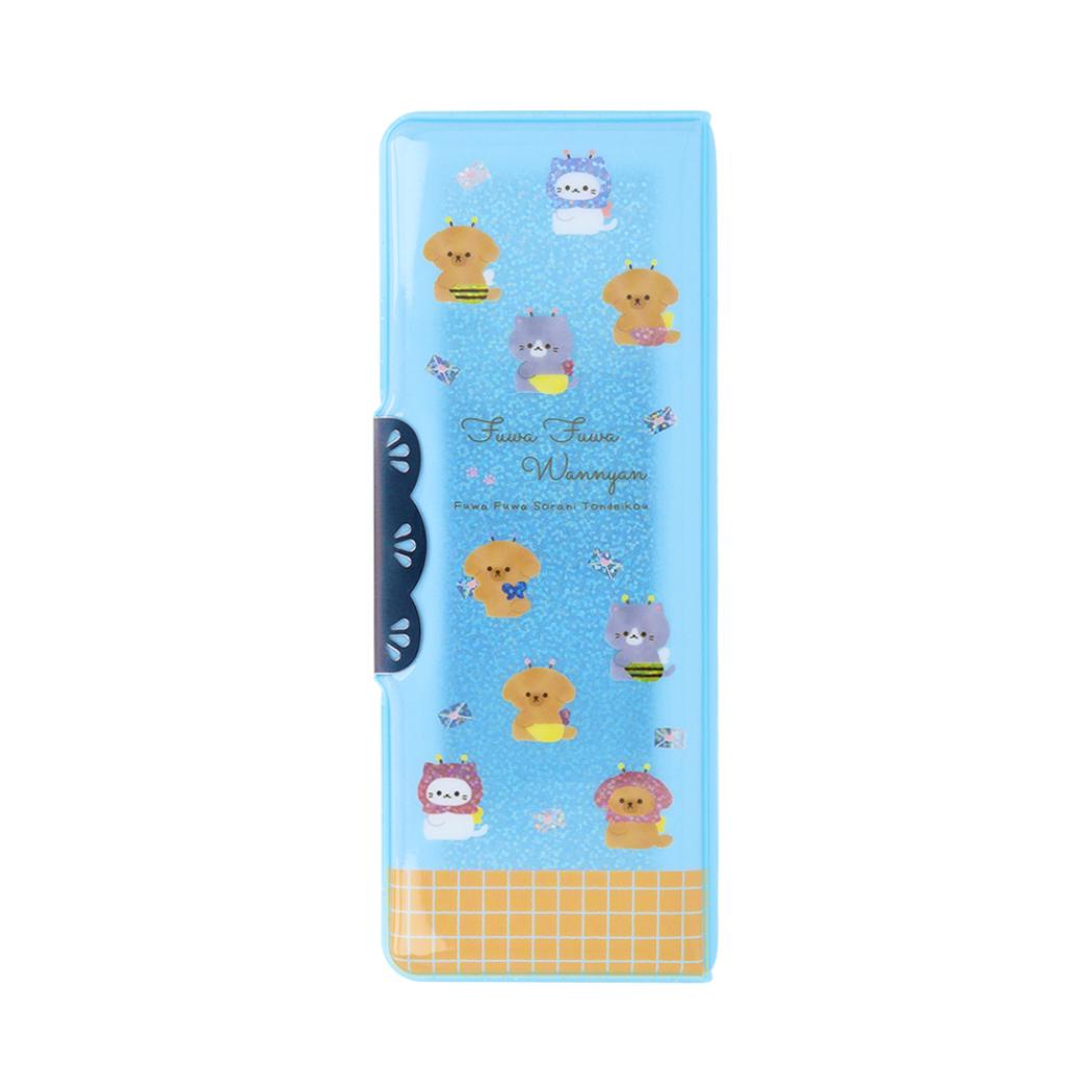小学生筆箱 コンパクトふでいれヨコピタ 両面開きソフトペンケース ホログラム ふわふわわんにゃん サンスター文具 新学期準備文具 小学生 グッズ シネマコレクション