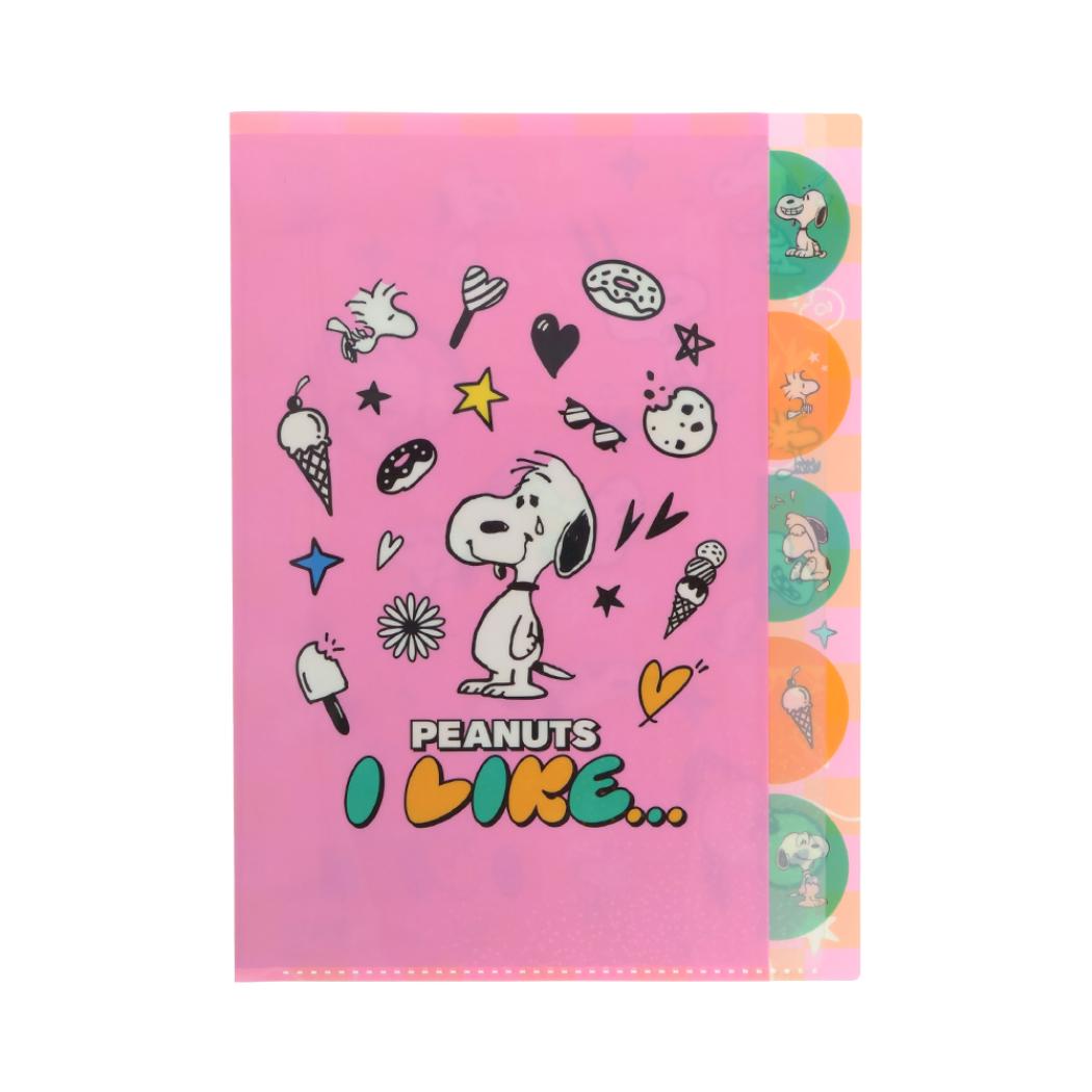 スヌーピー ポケットファイル ダイカットクリアファイル5P A4 PEANUTS I LIKE ピンク ピーナッツ サンスター文具