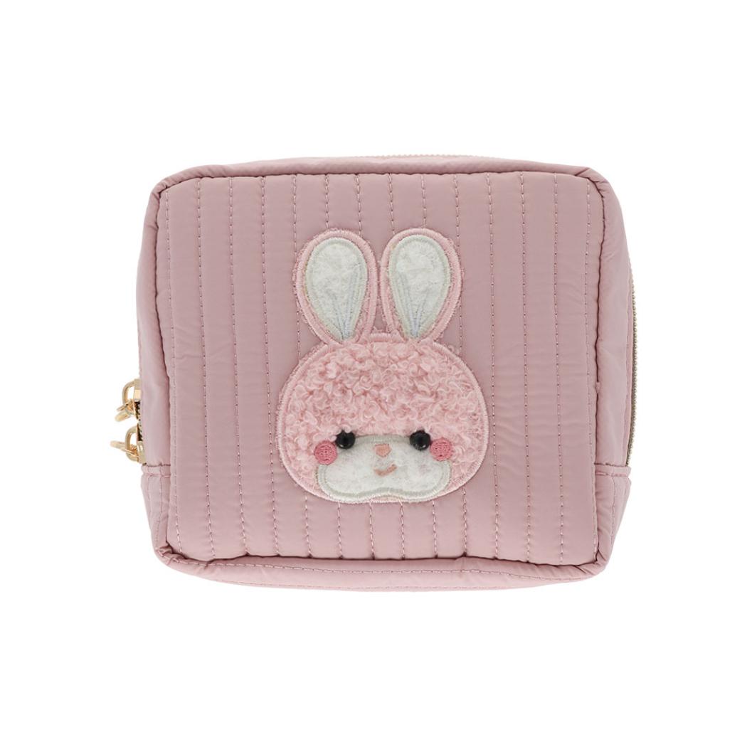 レトロぬいぐるみこれくしょん コスメポーチ キルティングスクエアポーチ クリーミーうさぎ サンスター文具 化粧ポーチ 小物入れ 吉徳 グッズ シネマコレクション