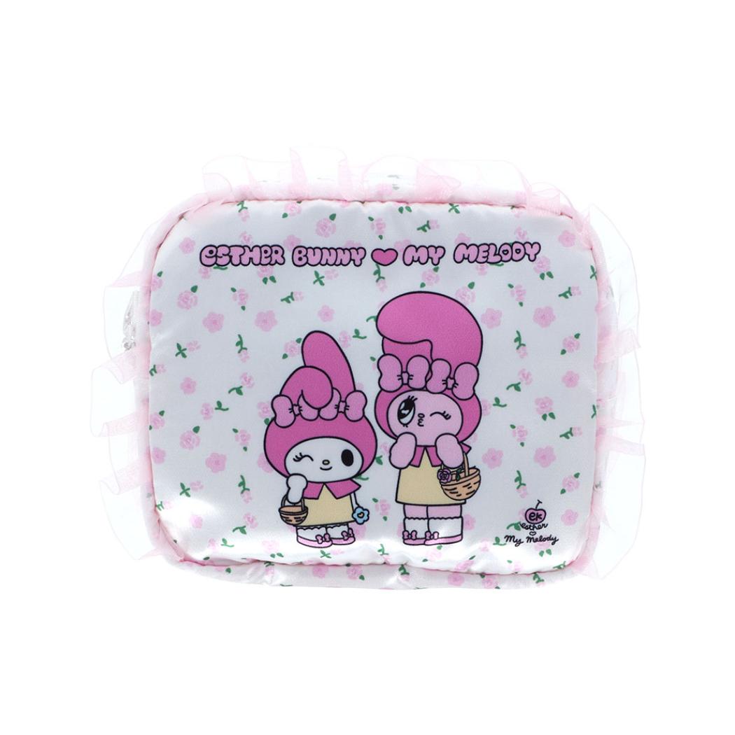 エスターバニーxマイメロディ コスメポーチ フリルポーチ W Esther Bunny サンリオ サンスター文具 化粧ポーチ 小物入れ キャラクター グッズ シネマコレクション