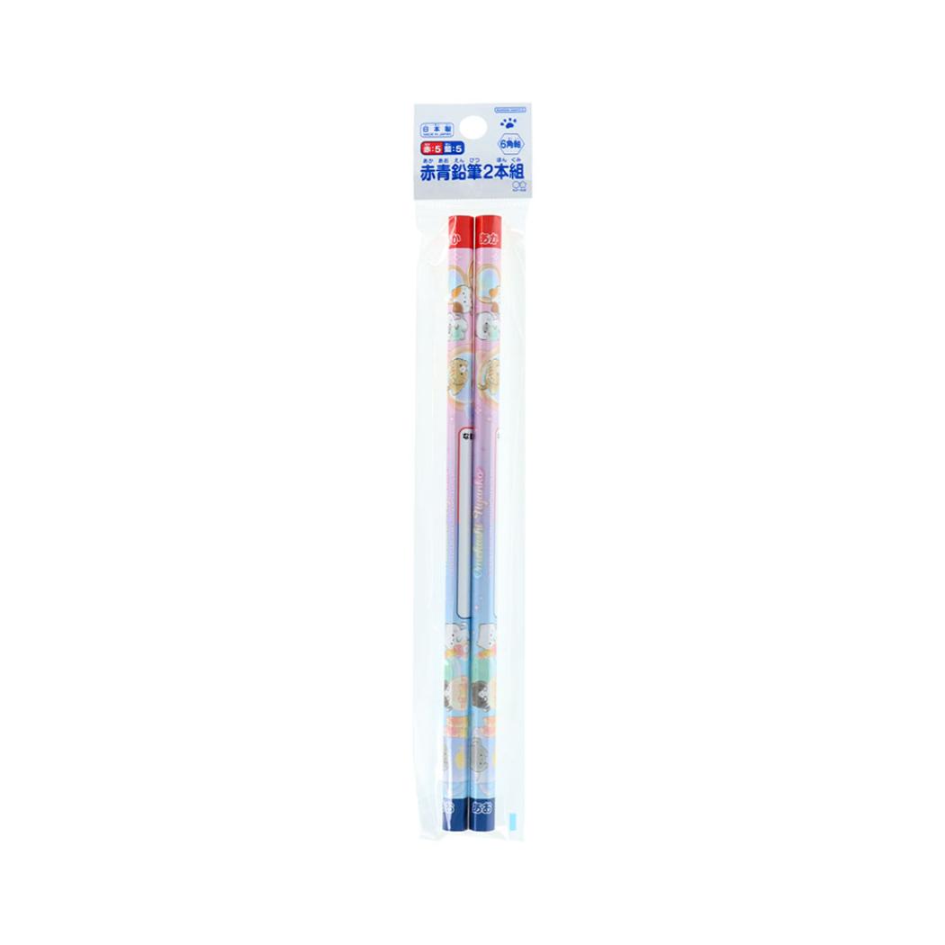 えんぴつ 赤青鉛筆 2本組 おめかしニャンコ サンスター文具 新学期準備文具 日本製 かわいい グッズ メール便可 シネマコレクション