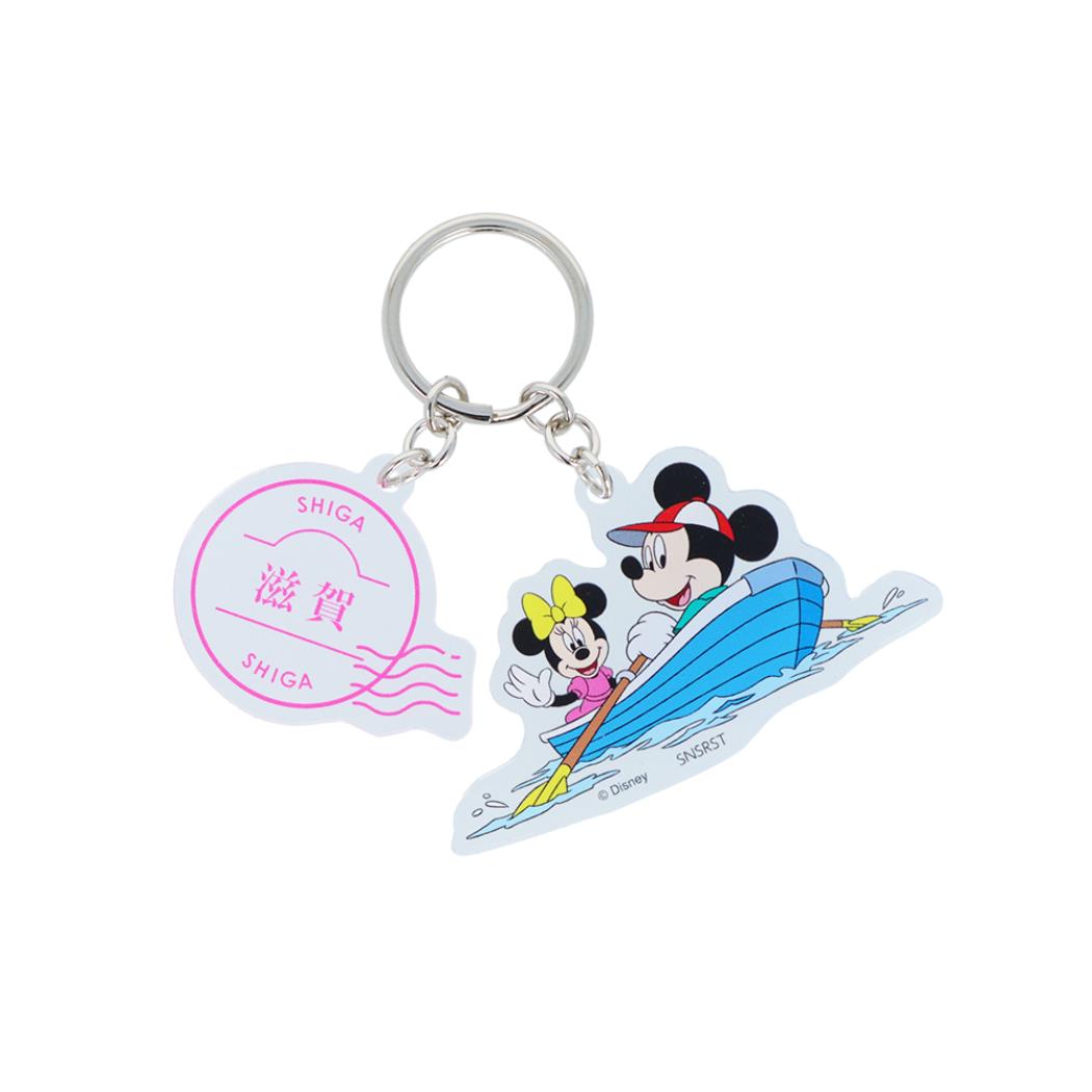 ミッキー&ミニー キーリング 2連アクリルキーホルダー DREAM TRAVEL 滋賀県 ディズニー サンスター文具 アクキー キャラクター グッズ メール便可 シネマコレクション