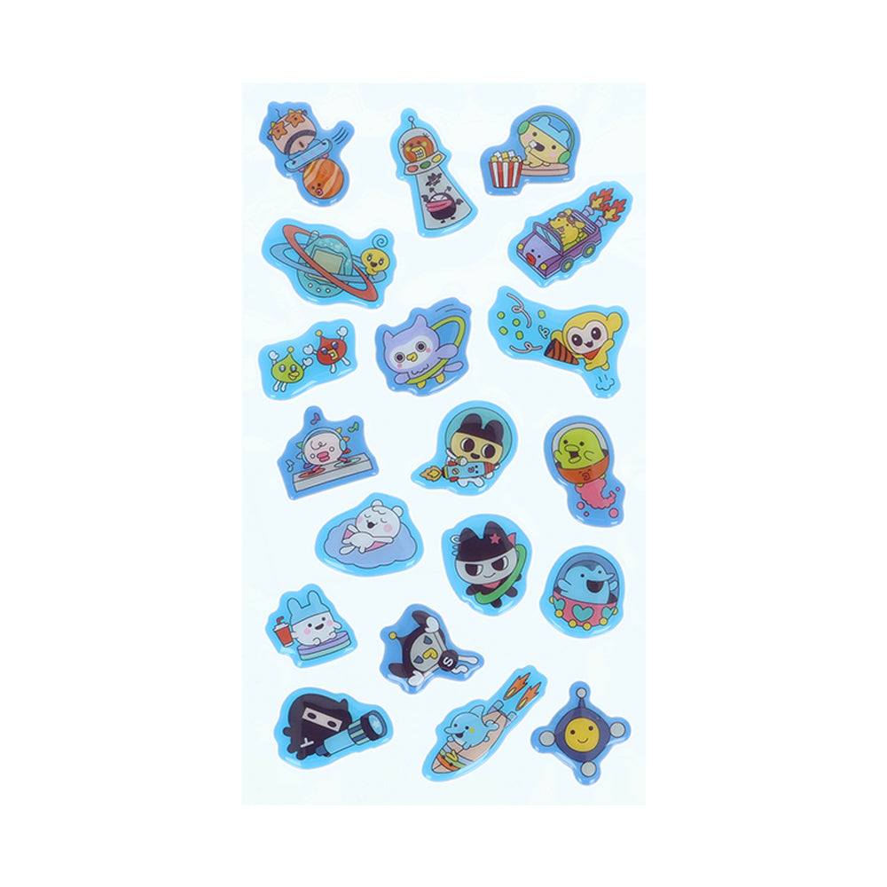 たまごっち シールシート ぷっくりシール ブルー デコシール 手帳デコ サンスター文具 メール便可