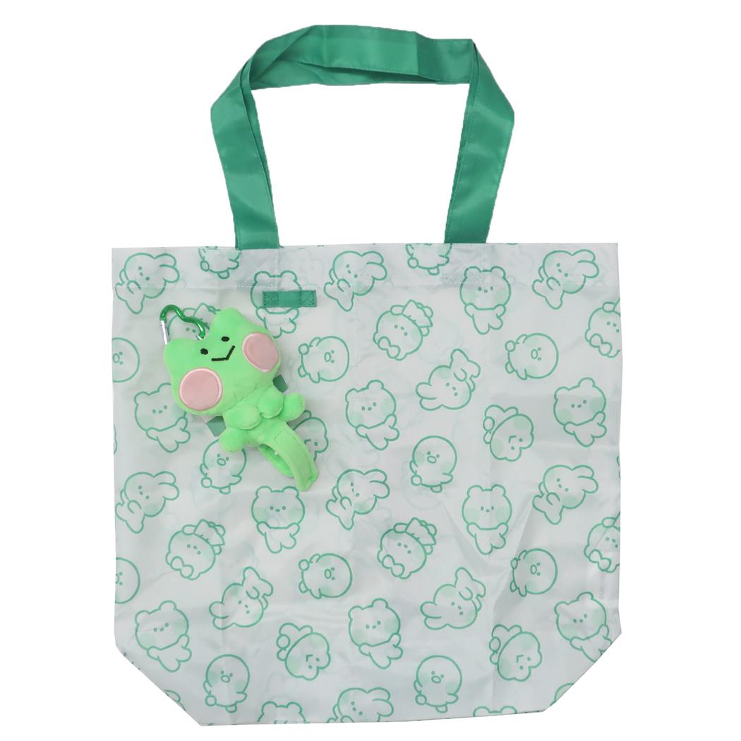 LINE FRIENDS minini ショッピングバッグ マスコット付きエコバッグ レニニ サンタン ぬいぐるみショッピングバッグ お買い物かばん キャラクター グッズ シネマコレクション