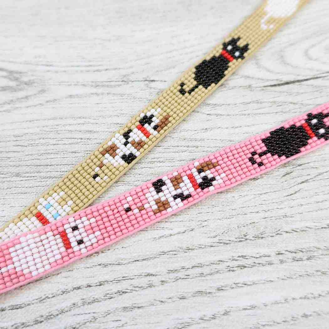 ねこ スマホアクセ ビーズハンドストラップ ネコ PK テクノプライム