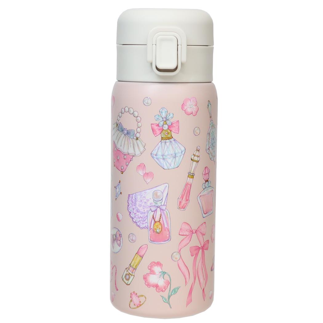 たけいみき 保温保冷水筒 ステンレスワンプッシュボトル350ml ガーリーとコスメ 東亜金属 ロック機能 ワンタッチ ガーリーイラスト グッズ シネマコレクション