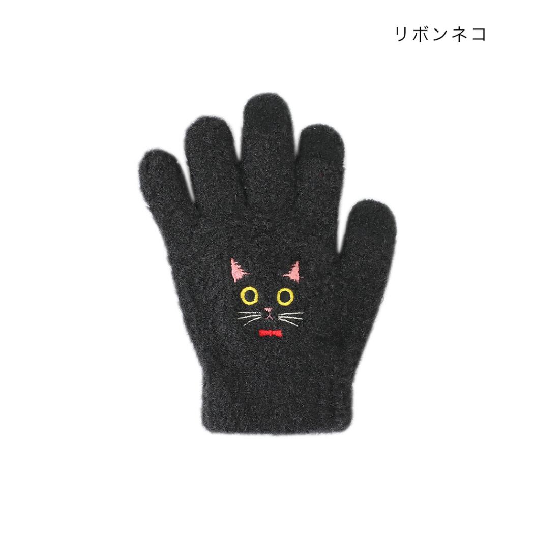 アニマルグッズ 手袋 スマホ手袋 キッズ リボンネコ ねこ トモコーポレーション 防寒用品 子供用手袋 5本指タイプ ウォーマー雑貨 グッズ シネマコレクション