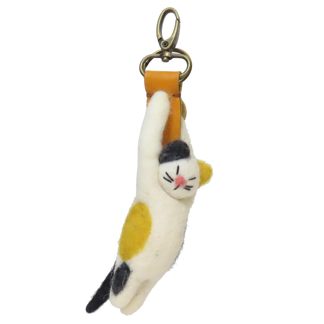 バッグチャーム ネパールフェルト グローブホルダー ミケネコ ねこ トモコーポレーション 手袋ホルダー かわいい グッズ メール便可 シネマコレクション