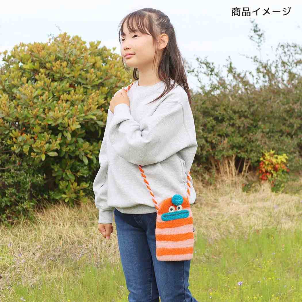 マルチポーチ ポシェット ビビモン ボーダー オレンジピンク トモコーポレーション