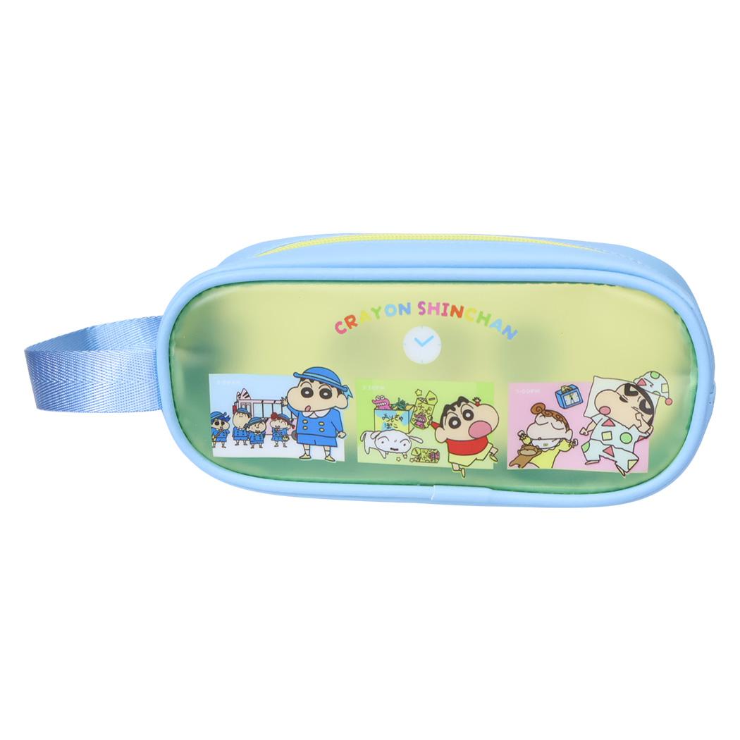 クレヨンしんちゃん ペンケース ハンドル付きマットクリアポーチ しんちゃんの一日 ペンポーチ 小物入れ 新学期準備文具 アニメキャラクター グッズ シネマコレクション