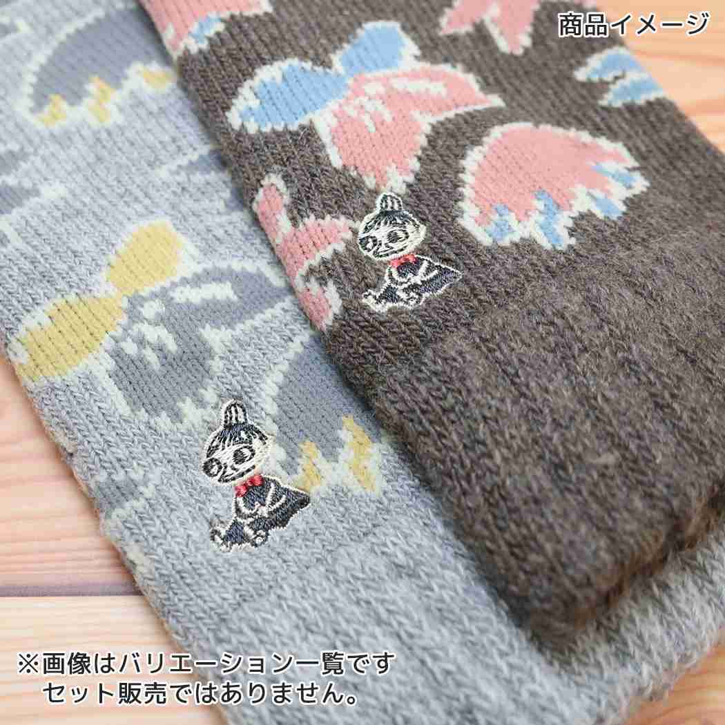 ムーミン アームウォーマー 花柄 リトルミイ 刺繍 グローブ 内パイル起毛W7 グレー 北欧 ウイックス