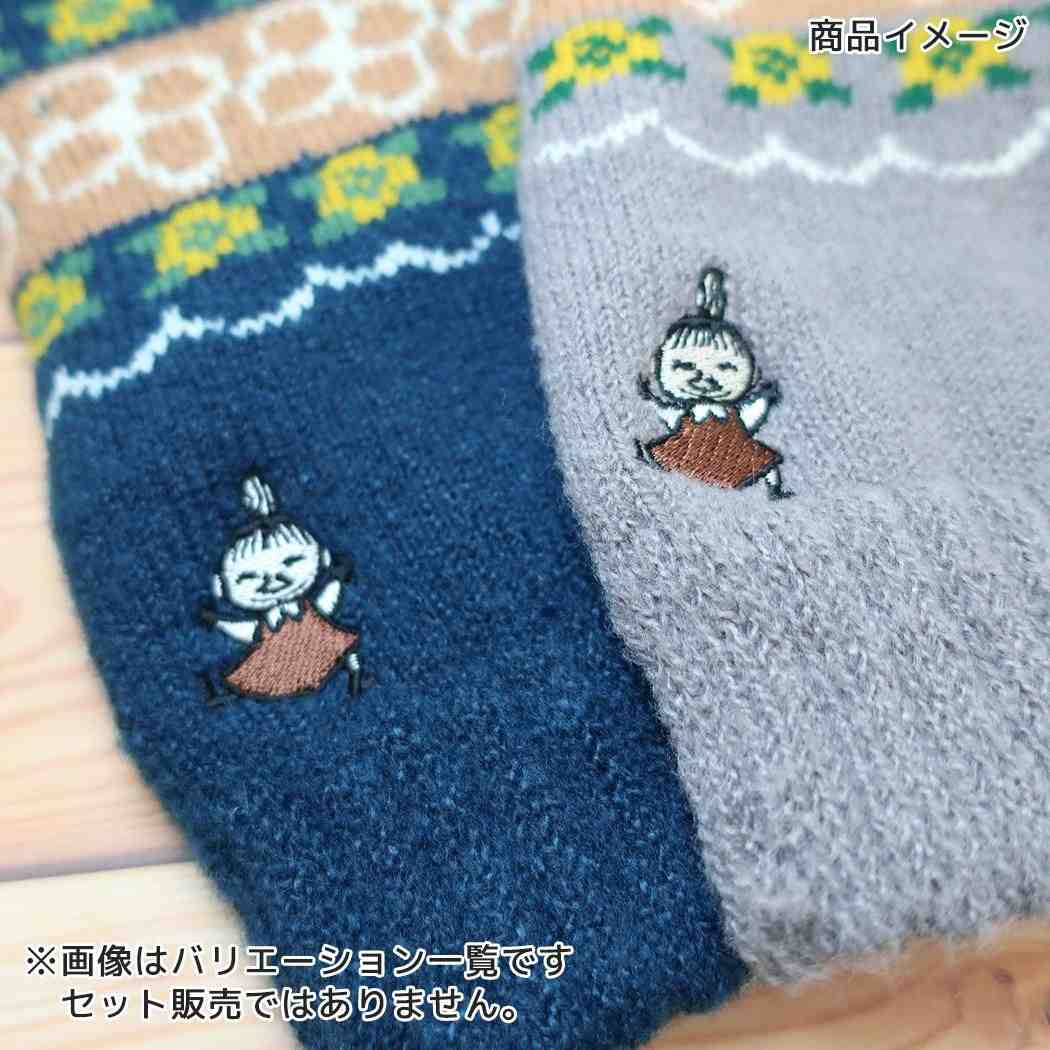 ムーミン アームウォーマー 花フェア アイル リトルミイ 刺繍 グローブ 内パイル起毛 グレー 北欧 ウイックス