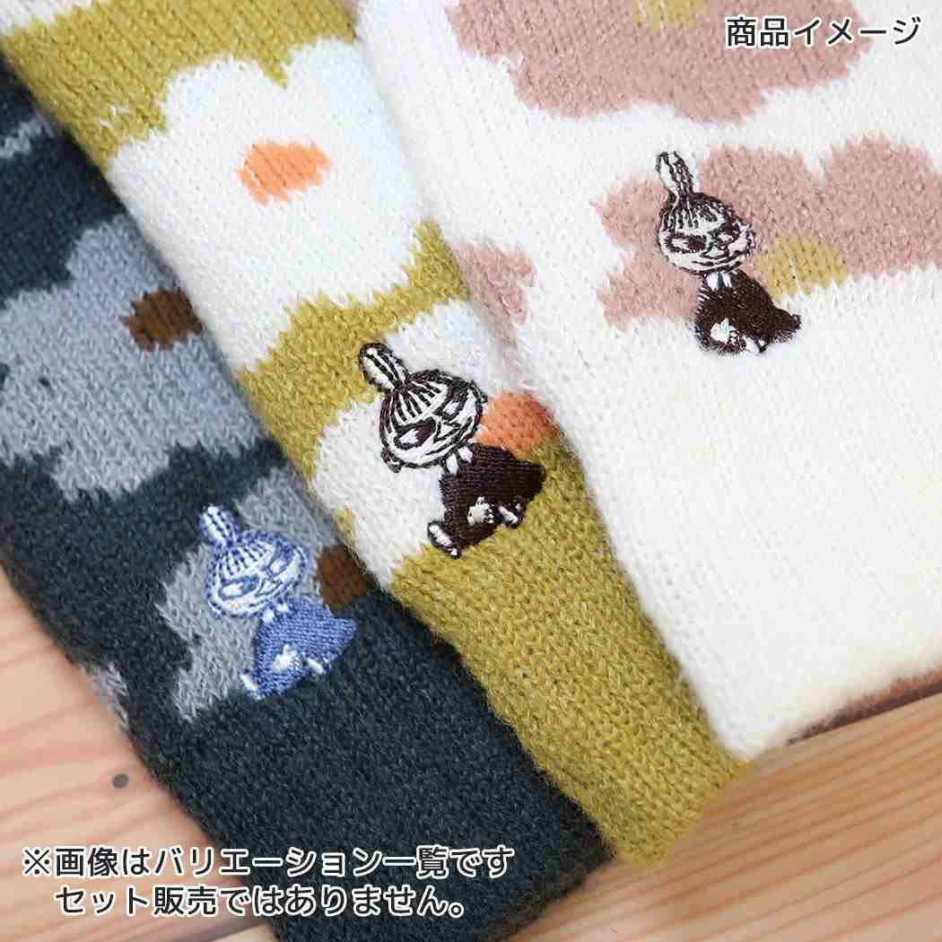 ムーミン アームウォーマー リトルミイ 刺繍 花柄 ふわニット オフホワイト 北欧 ウイックス