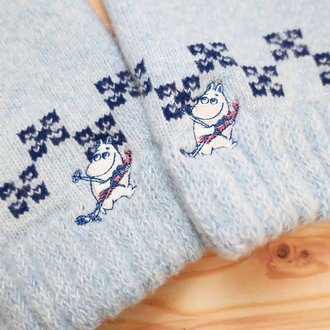 ムーミン アームウォーマー スキー ムーミン 刺繍 SWH ブルー 北欧 ウイックス
