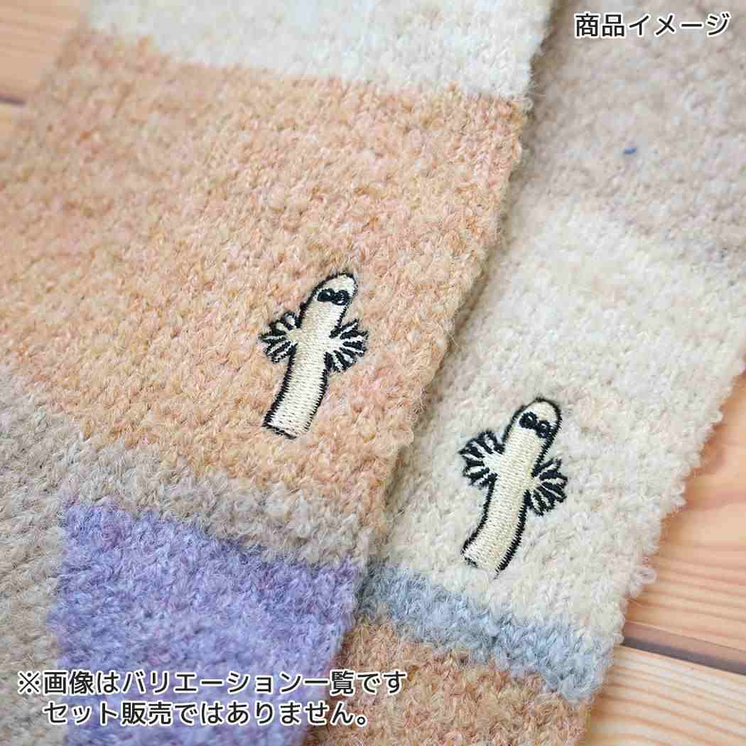 ムーミン ルームソックス ニョロニョロ 刺繍 ホームクルー ブークレ マルチ切替 オフホワイト 北欧 ウイックス