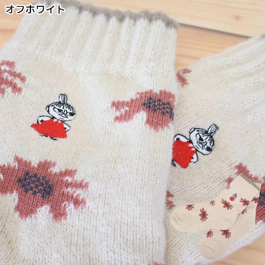 ムーミン 靴下 ホーム 内シルク二重編み ソックス リトルミイ刺繍 オフホワイト 北欧 ウイックス