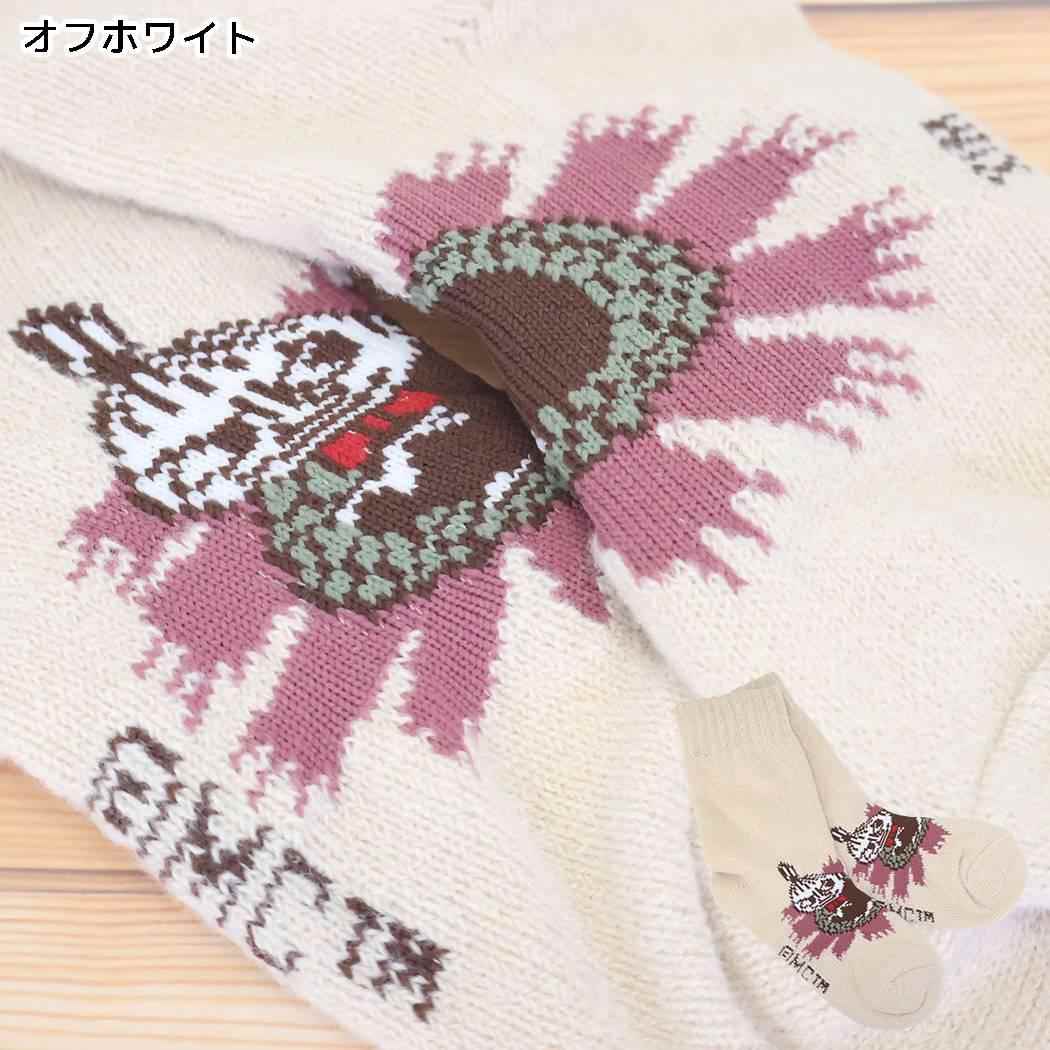 ムーミン 靴下 ホーム 内シルク二重編み ソックス リトルミイと花 オフホワイト 北欧 ウイックス
