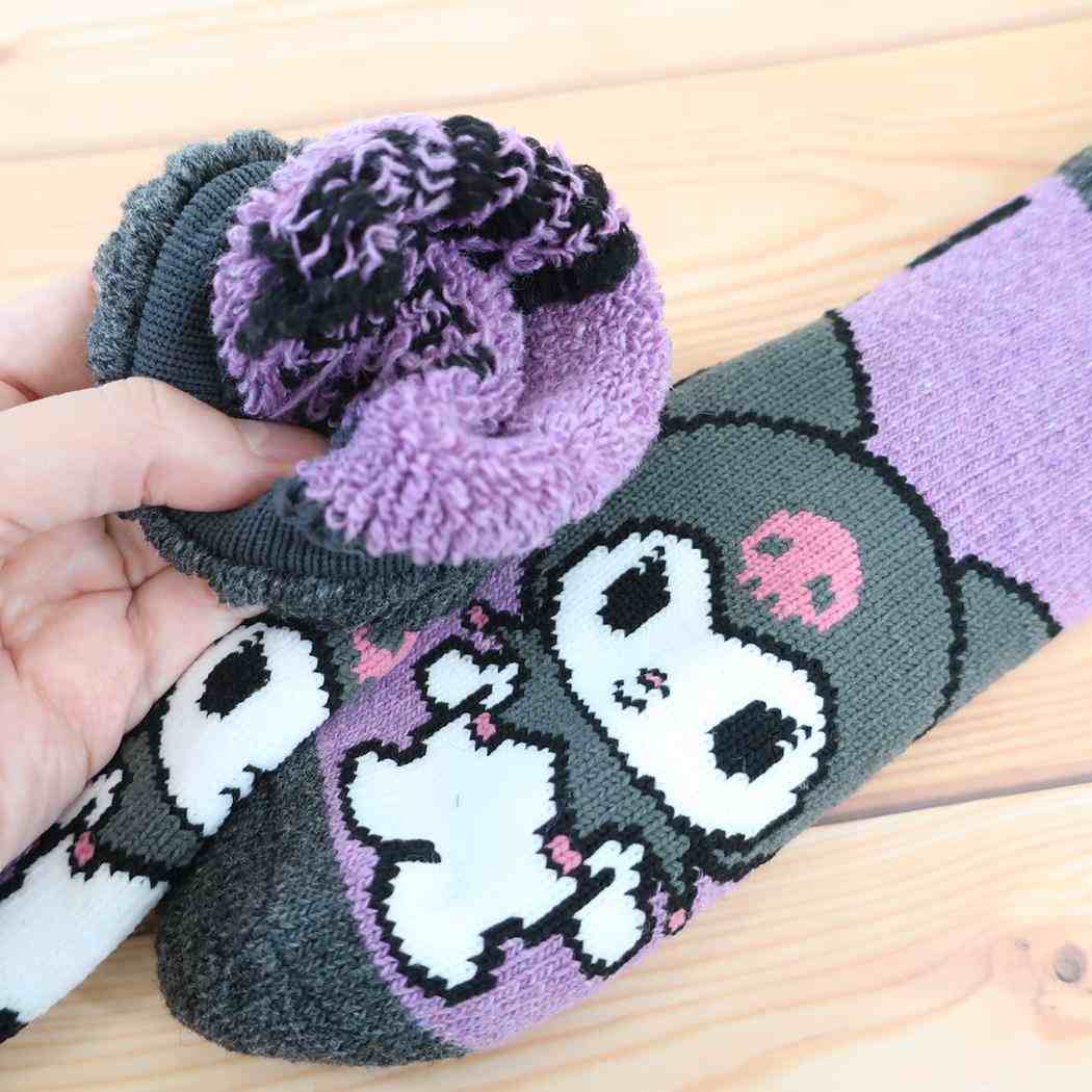 サンリオキャラクターズ キッズ 子供用防寒靴下 履くホカロン ロークルー 総パイル ソックス 15-20cm クロミ Sanrio ウイックス